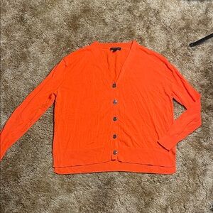 J Crew black label orange long sleeve cardigan Small